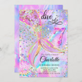 Mermaid Pink Lila Geburtstag Einladung (Vorne/Hinten)