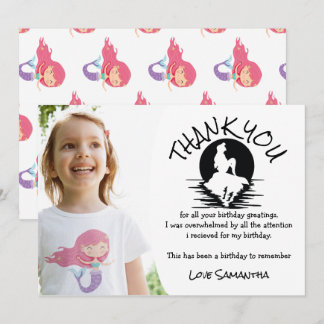 Mermaid Pink Lila Geburtstagsparty Danke Invit Einladung