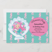 Mermaid Pink Lila Geburtstagsparty Einladung (Vorderseite)