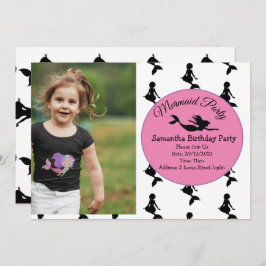 Mermaid Pink Lila Geburtstagsparty Einladung