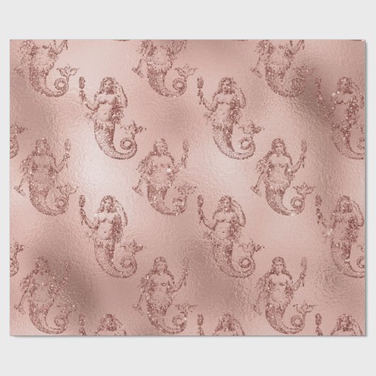 Mermaid Pink Rose Gold Pink Princess Glitzer Geschenkpapier (Flach)