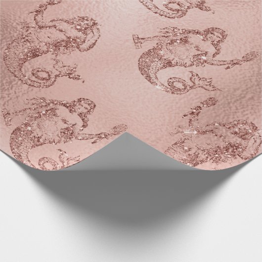 Mermaid Pink Rose Gold Pink Princess Glitzer Geschenkpapier (Ecke)