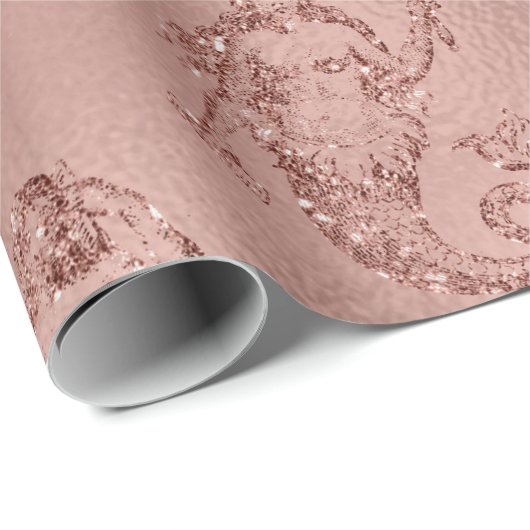 Mermaid Pink Rose Gold Pink Princess Glitzer Geschenkpapier (Rolleneckpunkt)
