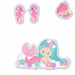Mermaid Pink Sea Friends Sticker