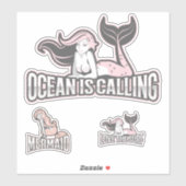 Mermaid Pink Sea Friends Sticker (Blatt)