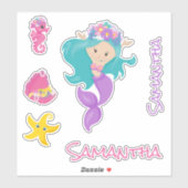 Mermaid Pink Sea Friends Sticker (Blatt)