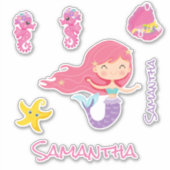 Mermaid Pink Sea Friends Sticker (Vorderseite)