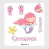 Mermaid Pink Sea Friends Sticker (Blatt)