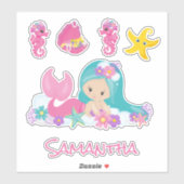 Mermaid Pink Sea Friends Sticker (Blatt)