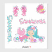 Mermaid Pink Sea Friends Sticker (Blatt)