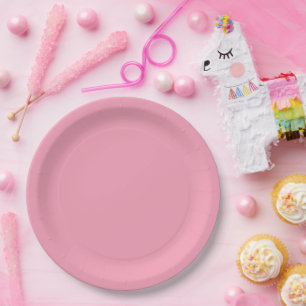 Mermaid Pink Solid Pink Papier Pappteller