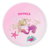 Mermaid Pink Starfish Kinderzimmer Dekoration Keramikknauf (Vorderseite)