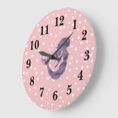 Mermaid Pink Strip Preppy Large Clock Große Wanduhr (Winkel)