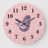 Mermaid Pink Strip Preppy Large Clock Große Wanduhr (Vorderseite)