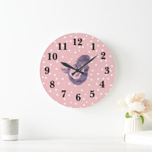 Mermaid Pink Strip Preppy Large Clock Große Wanduhr