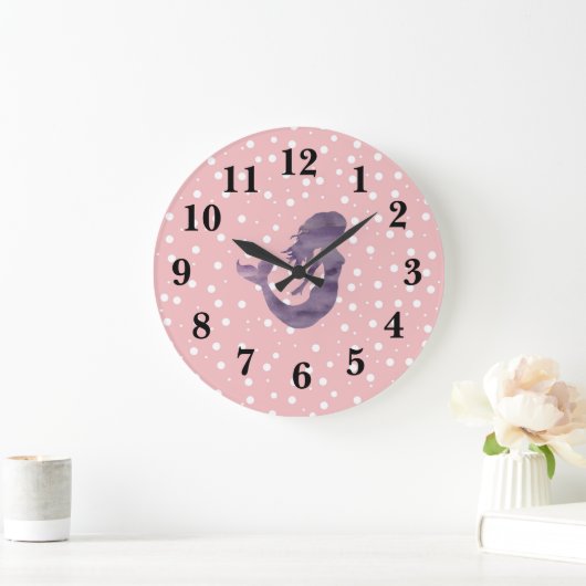 Mermaid Pink Strip Preppy Large Clock Große Wanduhr (Zuhause)