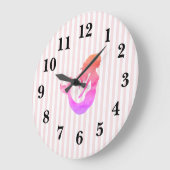 Mermaid Pink Strip Preppy Large Clock Große Wanduhr (Winkel)