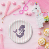 Mermaid Pink Stripe Pastellpapier Teller (Party)