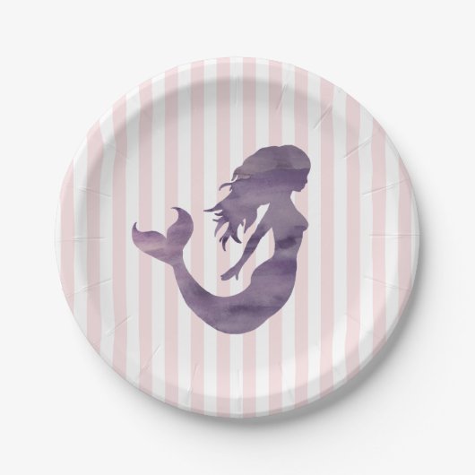 Mermaid Pink Stripe Pastellpapier Teller (Vorderseite)