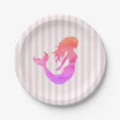 Mermaid Pink Stripe Pastellpapier Teller (Vorderseite)