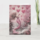 Mermaid Pink Valentine Karte (Vorderseite)