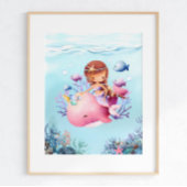 Mermaid Pink Whale Kinderzimmer Poster