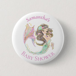 Mermaid Pink White Baby Showknopf Button