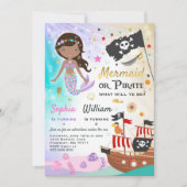 Mermaid Pirate Birthday Einladung Geschwister Part (Vorderseite)