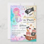 Mermaid Pirate Birthday Einladung Geschwister Part (Vorderseite)