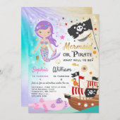 Mermaid Pirate Birthday Einladung Geschwister Part (Vorne/Hinten)