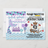 Mermaid Pirate Birthday Party Einladung (Vorderseite)