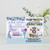 Mermaid Pirate Birthday Party Einladung (Stehend Vorderseite)