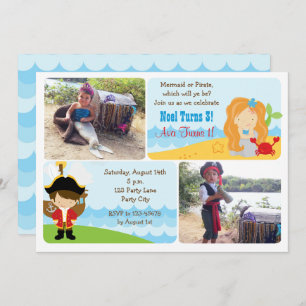 Mermaid Pirate Geburtstag Einladungen mit Foto
