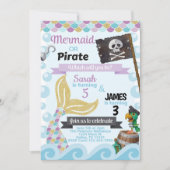 Mermaid Pirate Geburtstagsparty Einladung (Vorderseite)