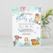 Mermaid & Pirate | Gemeinsame Pool-Party Einladung (Stehend Vorderseite)