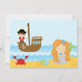 Mermaid & Pirate Joint Birthday Invites Boy Girl Einladung (Rückseite)