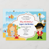 Mermaid & Pirate Joint Birthday Invites Boy Girl Einladung (Vorne/Hinten)