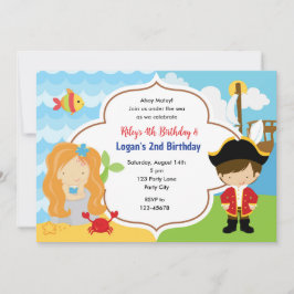 Mermaid & Pirate Joint Birthday Invites Boy Girl Einladung