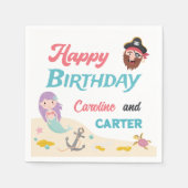 Mermaid & Pirate Joint Birthday Party jedes Alter Serviette (Vorderseite)