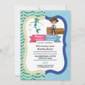 Mermaid & Pirate Joint Boy Girl Birthday Invites Einladung (Vorderseite)