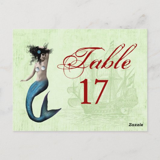 Mermaid Pirate Platzkarten Postkarte (Rückseite)