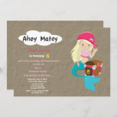 Mermaid Pirate Treasure Hunt Birthday Invitation Einladung (Vorne/Hinten)