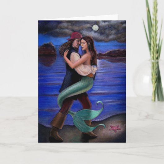 "Mermaid & Pirate's Liebe" Grußkarte Karte (Vorderseite)
