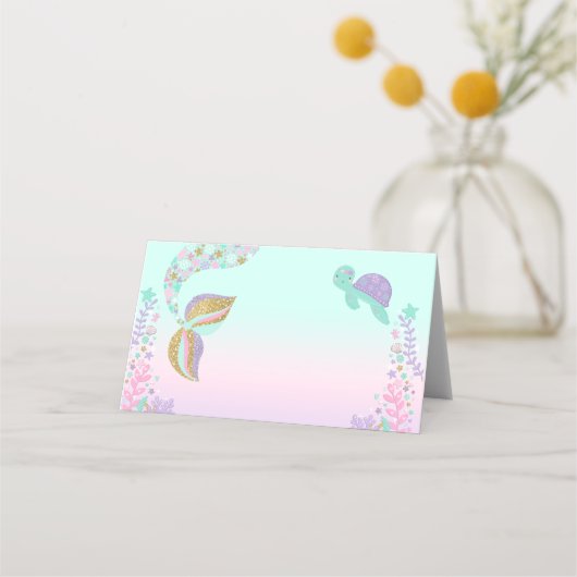 Mermaid Platzkarte Mermaid Tischnummer Pink Gold (Vorderseite)