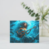 Mermaid Playing Guitar Underwater Fantasy Painting Postkarte (Stehend Vorderseite)