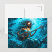 Mermaid Playing Guitar Underwater Fantasy Painting Postkarte (Vorne/Hinten)