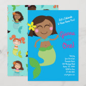 Mermaid Pool Geburtstagsparty Kids Einladung (Vorne/Hinten)