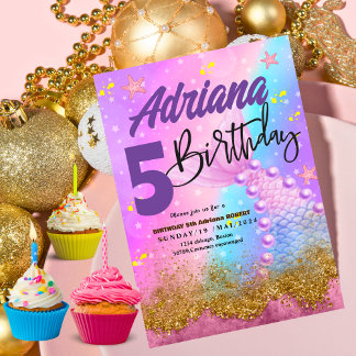 Mermaid Pool Meer Party lila Geburtstag hell Einladung