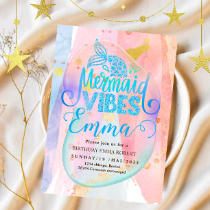 Mermaid Pool Meer Party Pink Meerjungfrau Geburtst Einladung