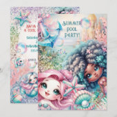 Mermaid Pool-Party Einladung (Vorne/Hinten)